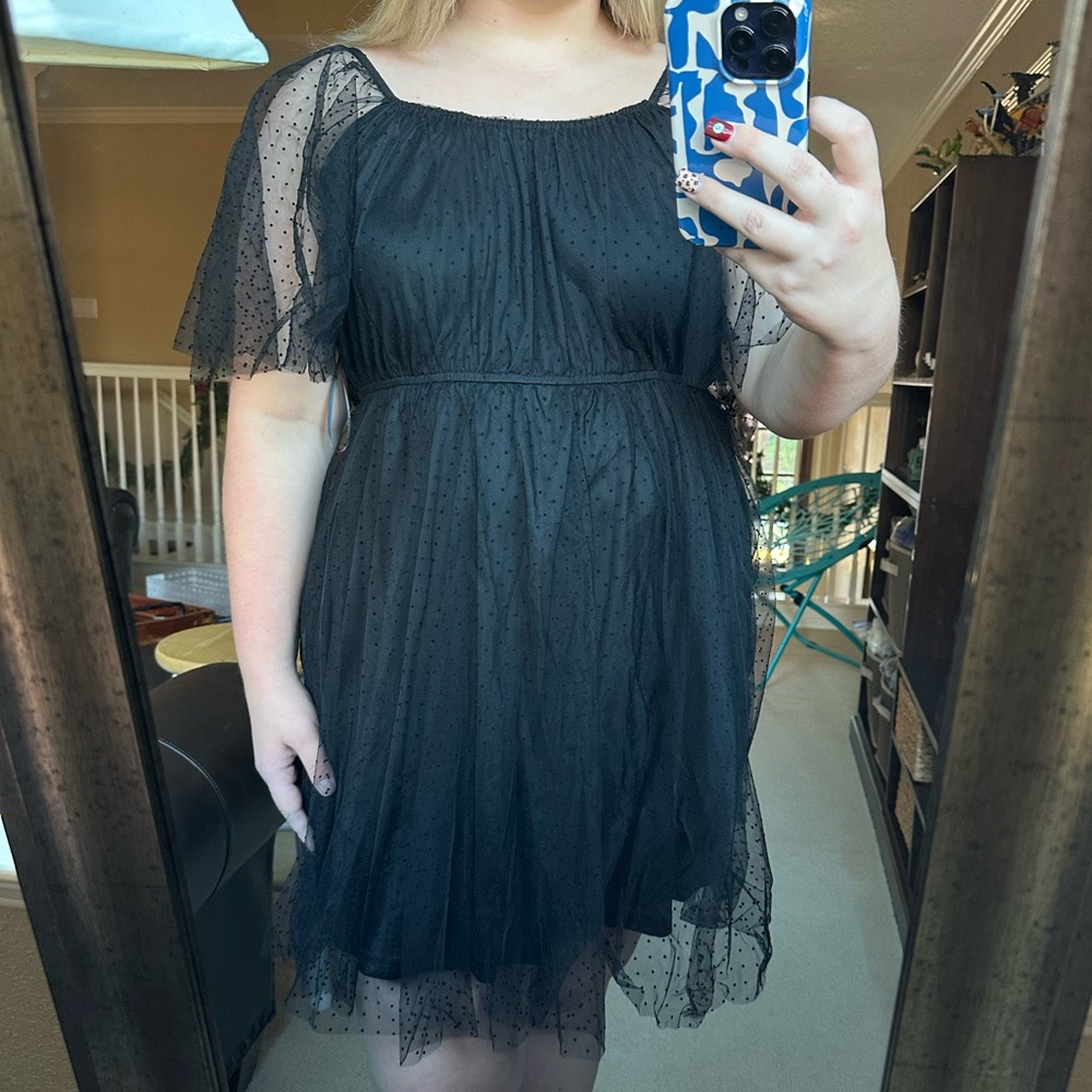 women’s polka dot sheer sleeve tulle dress - arula!